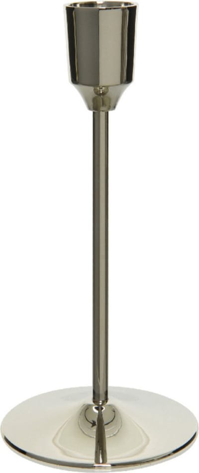 Luxe diner kaarsen staande kandelaar aluminium kleur zilver 20 cm - Diameter onderkant 7 cm