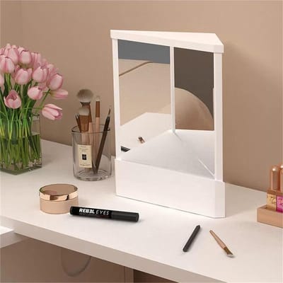 Niet-omkerende spiegel - Echte beeld spiegel - Make-up aanbrengen - Nauwkeurige reflectie - 5.5 x 6.7 inch - Wit