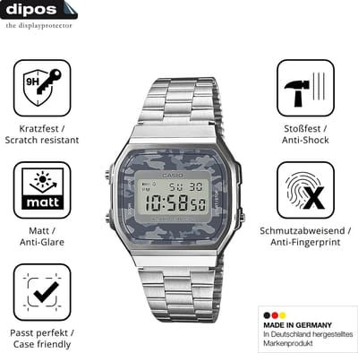 dipos – 2x Matte Pantserfolie geschikt voor Casio A168WEC-1EF | 9H Screenprotector