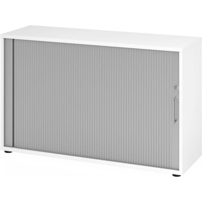 Rolluikkast Breno, 2 OH, afsluitbaar, stapelbaar, B 1200 x D 400 x H 748 mm, spaanplaat, wit