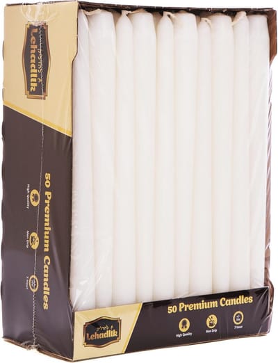Tapered Dinner Food Table Kaarsen - 8-9 Uur Brandtijd - Pack van 50 - Wit