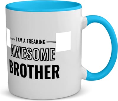 Akyol - i am a freaking awesome brother koffiemok - theemok - blauw - Broer - de meest geweldigste broer - verjaardagscadeau - verjaardag - cadeau - cadeautje voor broer - broer artikelen - kado - geschenk - gift - 350 ML inhoud