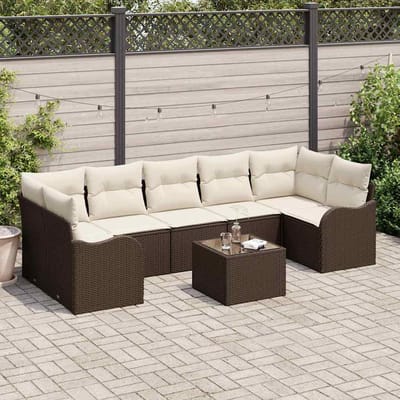 vidaXL - Tuinbank - Set - 8 - st - 7-Aantal - zitplaatsen - Bruin - poly - rattan