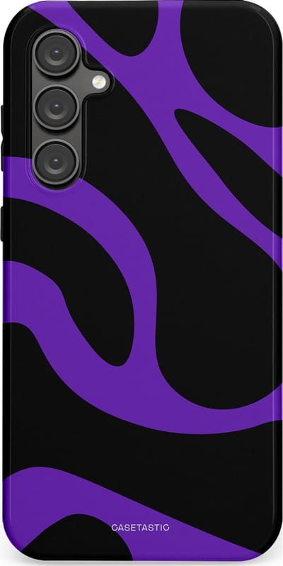 Casetastic Hoesje Geschikt voor Samsung S23 FE - Stijlvolle Beschermende Duo-layer Case - Golven van Paars en Zwart