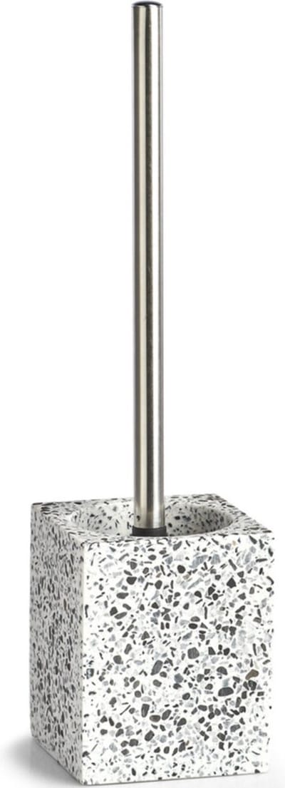 Zeller WC/toiletborstel in houder - kunststeen - terrazzo - 10 x 38 cm