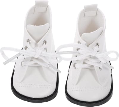 Witte PU poppenlaarzen voor meisjes, gemakkelijk aan te trekken, perfecte accessoires voor poppen en speelgoeddecoratie