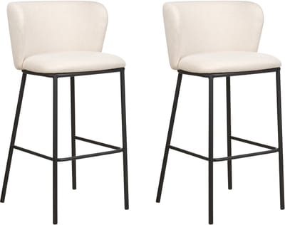 MINA - Barkruk set van 2 - Gebroken wit - Polyester