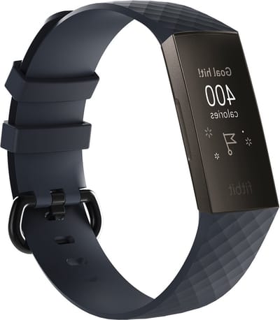 By Qubix - Compatible Fitbit bandje - geschikt voor Fitbit Charge 3 - Fitbit Charge 4 siliconen diamant pattern bandje - Maat: Small - Navy blauw - Horlogeband - smartwatchbandje