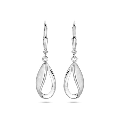 Zilver Gerhodineerd Oorhangers Druppel Brisur Haak Poli/Mat 33 Mm 1340044