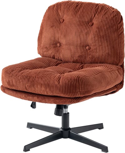 MEUBLE COSY-Woonkamer Kaptafel Stoel-Ligfunctie-360 ​​Graden Draaibaar-voor Slaapkamer Kantoor Gekruiste Poten-met Dikke Rugleuning-Zonder Armleuningen Wielen-in Rode Corduroy
