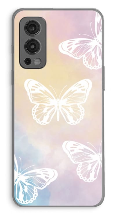Case Company® - Hoesje geschikt voor OnePlus Nord 2 5G hoesje - White butterfly - Soft Cover Telefoonhoesje - Bescherming aan alle Kanten en Schermrand