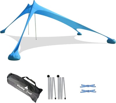 SnelShoppen - Strandtent Luifel Zonnebrandcrème Anti-UV Draagbare Paraplu voor 3-4 Personen - Waterdicht Lycra Stof - Ideaal voor Camping, Strand en T