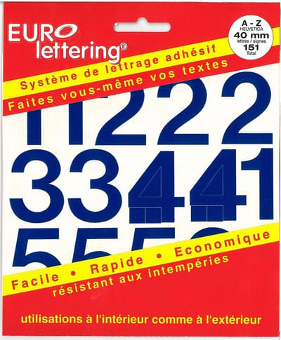 Pickup Helvetica blauw Eurolettering plakcijfersboekje - 40 mm cijfers