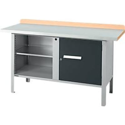 Schäfer Shop Select PWi 150-1 box-type werkbank, beuken multiplex blad, met stalen afdekking, tot 750 kg, B 1500 x D 700 x H 840 mm, antraciet