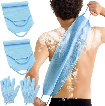 Exfoliërende Handschoenen en Rugborstels voor een Verfrissende Douche- en Badervaring, Ideaal voor Lichaam en Gezicht