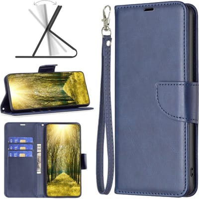 MobyDefend Hoesje - Geschikt voor Xiaomi 13 Lite - Wallet Book Case Met Koord - Blauw