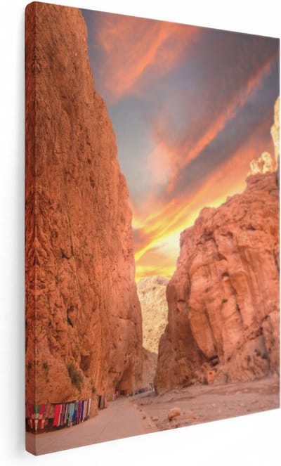 Artaza Canvas Schilderij Landschap - 30x40 cm - Klein - Wanddecoratie Afrika - Muurdecoratie Zonsondergang - Kamer Accessoires Natuur