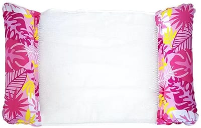 Luchtbed-luchtmatras-luchtbed-Waterhangmat Zwembad -4-in-1 Opblaasbare Zwembadstoel voor Volwassenen - XL Formaat 127x70cm - Versterkt PVC - Roze bladpatroon - Comfortabele Pool Float voor Vakantie en Strand