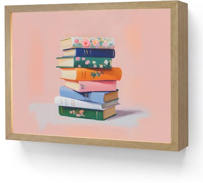Wandlamp 40x30 cm - Oplaadbaar - Boeken - Stapel - Kleurrijk - Wandlampen binnen woonkamer - Slaapkamer lamp - Decoratieve nachtlamp - Vloerlamp draadloos