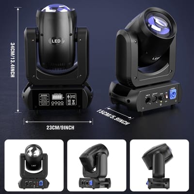 200W LED Moving Head Beam Licht – Stage Lamp – DJ Verlichting – Feestverlichting – Podiumlicht – Aluminium Behuizing – 18 Prism Gobo Effect – DMX512 Besturing
