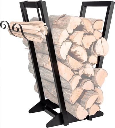 Haardhout Rek - Houtopslag Kachel - Haardhout Opslag - Roestbestendig IJzer - 56 x 37 x 37 cm - Zwart