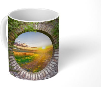 Mok - Koffiemok - Platteland - Doorkijk - Zon - Mokken - 350 ML - Beker - Koffiemokken - Theemok