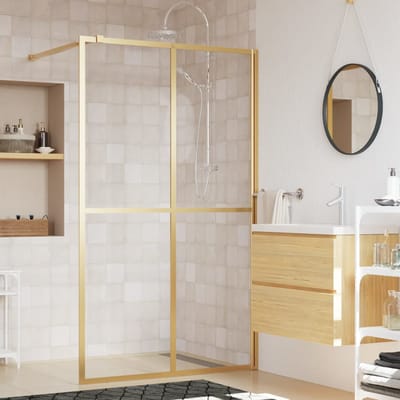 vidaXL - Inloopdouchewand - transparant - 140x195 - cm - ESG-glas - goudkleurig