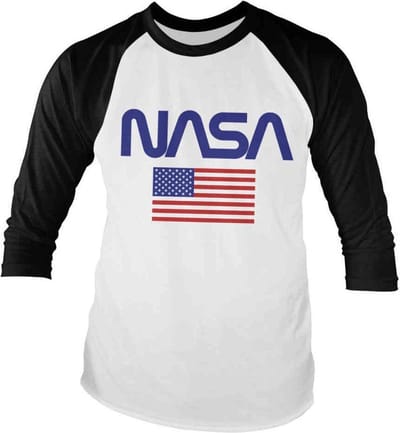 NASA Raglan top -S- Old Glory Wit/Zwart
