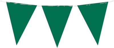 10 meter vlaggenlijn - Donkergroen - 15 vlaggen - Plastic voor binnen & buiten - 30 cm vlaggen - Herbruikbare slinger