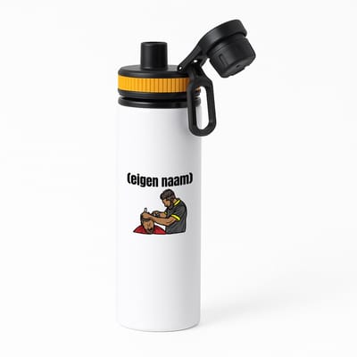 Hacebo® - kapper man met eigen naam waterfles met draaidop oranje - Kapper - barbers - collega's - verjaardag - afscheidscadeau - geschenk - kado - water fles - 850ML