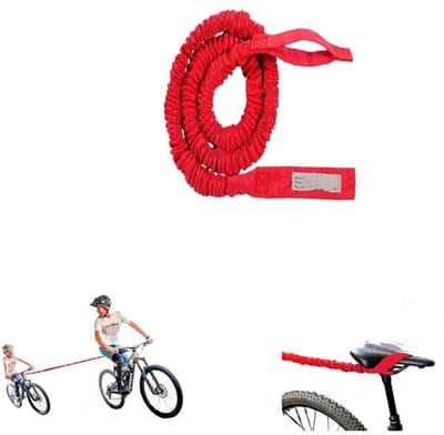 Trekkoord - Fietstrekkoord - Autotrekkoord - Huisdier trekkoord - Anti-verlieskoord - Klimhulptouw - Noodkoord - Voorzien van klimhaak - Geschikt voor auto, fiets, vrachtwagen (rood, 20*18*5 cm)