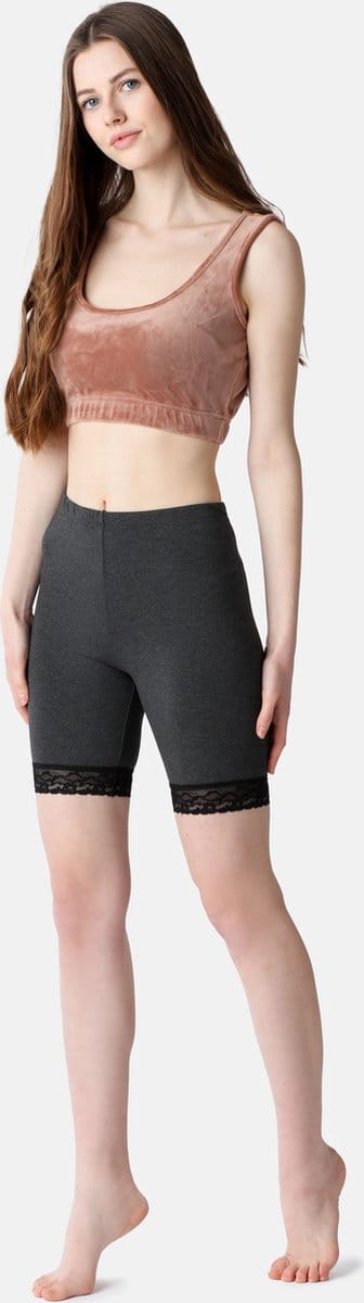 Bellivalini BLV-BLV50-216-LE Dames Leggings - Sport - Vrijetijdsbroek - Kort - Viscose - Sporbroek - Yogabroek - Donker Gemêleerd - M
