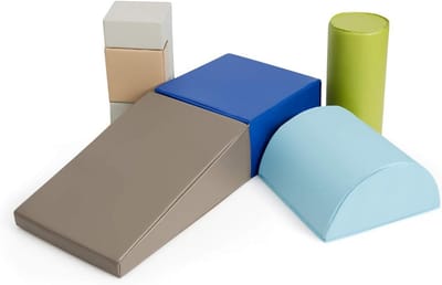 Set van 6 schuimbouwstenen met glijbaan voor kinderen, motorische ontwikkeling en creatief spelen, educatief speelgoed van PU en EPE, geschikt voor thuis en kleuterschool