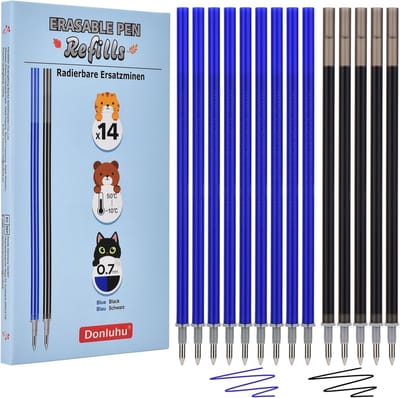 Reservevullingen Pennen - Uitwisbare Vullingen - Dagelijks Schrijven - Langere Schrijflengte - 14 Stuks - Blauw Zwart