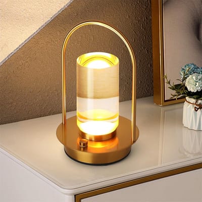 Ynkkvre -Draadloze Tafellamp LED – Oplaadbaar via USB-C – 3 Kleurtemperaturen & Dimbaar – Touch Bediening – Oogvriendelijk Licht – Gouden Druppel Design voor Nachtkastje, Bureau en Woonkamer