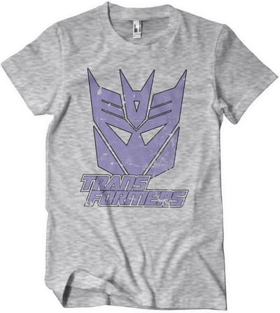 Transformers Washed Decepticon Duotone Shield T-shirt Heathergrey