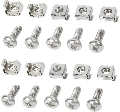 Dailygoods - M6 kooimoeren, schroevenset, 50 x kooimoeren, montageschroeven, kooimoeren, M6 x 16 mm, rack-montageschroeven en kooimoeren, set voor patchpaneel, rack, serverbehuizing, netwerk, rack