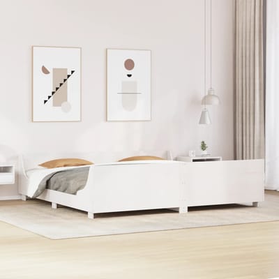 vidaXL - Bedframe - zonder - matras - massief - grenenhout - wit - 200x200 - cm