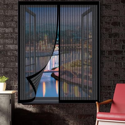 Horizontaal Hor - Vliegenraam Hor - Insecten Buiten Houden - Automatische Sluiting - 65 x 90 cm - Zwart
