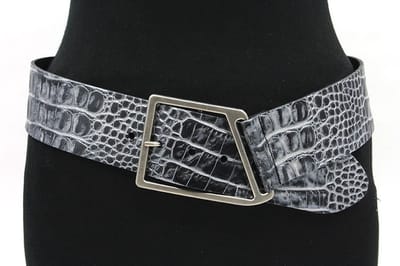 Dames brede heupriem zilver/zwart - 6 cm breed - Leer - Brede riem - Fashion statement - Maat 80