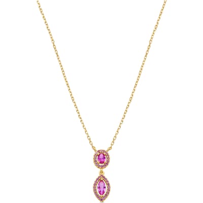Luxenter Ketting van 925 sterling zilver en roze zirkonia met 18-karaats geelgoud afwerking - Ontary