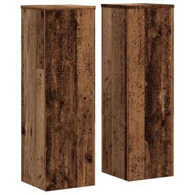 vidaXL - Plantenstandaards - 2 - st - 25x25x80 - cm - bewerkt - hout - oud - houtkleurig