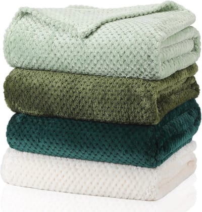 Flannel fleece dekens voor bed en bank - 4 stuks 3D wafel structuur