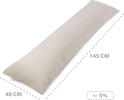 Zijslaper kussen met hoes Velvet katoen 40 x 145 cm - comfortkussen slaapkussen lichaamskussen zijslaapkussen Beige