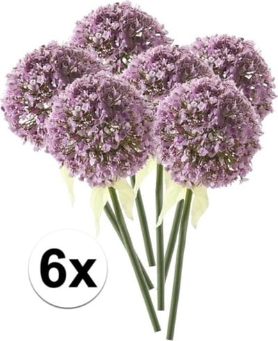 Kunstbloem Sierui / Allium - 6x - lila paars - steel van 70 cm