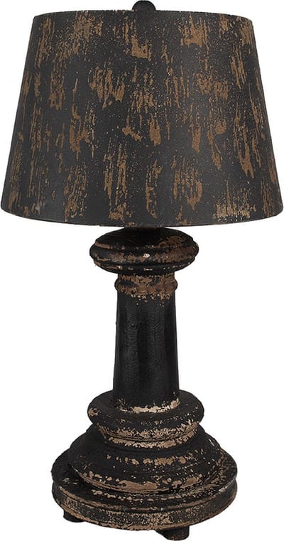 Clayre & Eef Tafellamp Ø 35x64 Bruin Zwart Hout