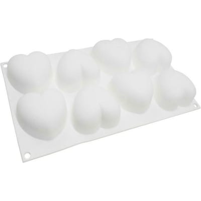 Siliconen Vormen Mousse Cake Vorm 8 Gaten Hart Cakes Mousse Franse Dessert Vorm Gebak Bakgereedschap wit
