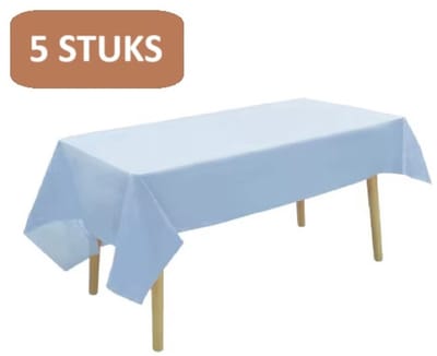 5 Stuks - Wegwerp Plastic Tafelkleed Groot 137x183 cm - Waterdicht - Tafellaken Binnen en Buiten - Lichtblauw - Lichtgewicht