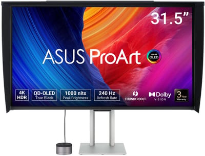 ASUS ProArt Display OLED PA32UCDMR-K - Professional Monitor - 4K UHD - QD-OLED - USB-C 96W Power Delivery - ProArt CaliContrO MCA02 3-in-1 Colorimeter - 240Hz - 0.1ms - 32 Inch