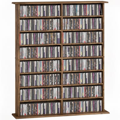 HOMCOM CD-opbergkast - Spaanplaat - 106,5x24x126,3cm - Rustbruin